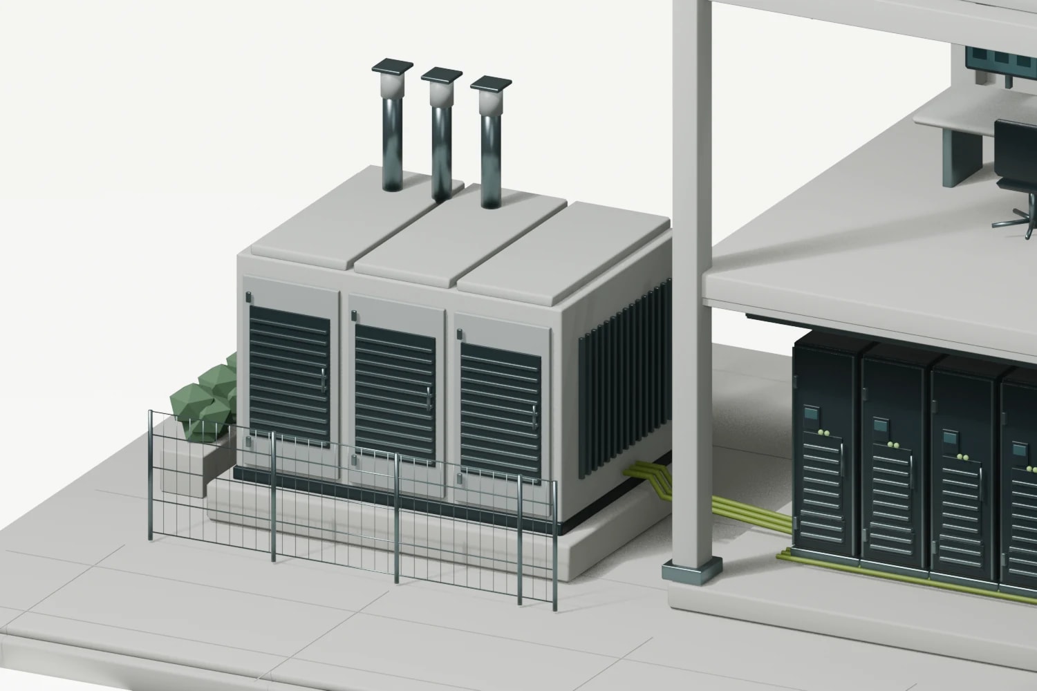 Backup power illustrated through a technical facility model